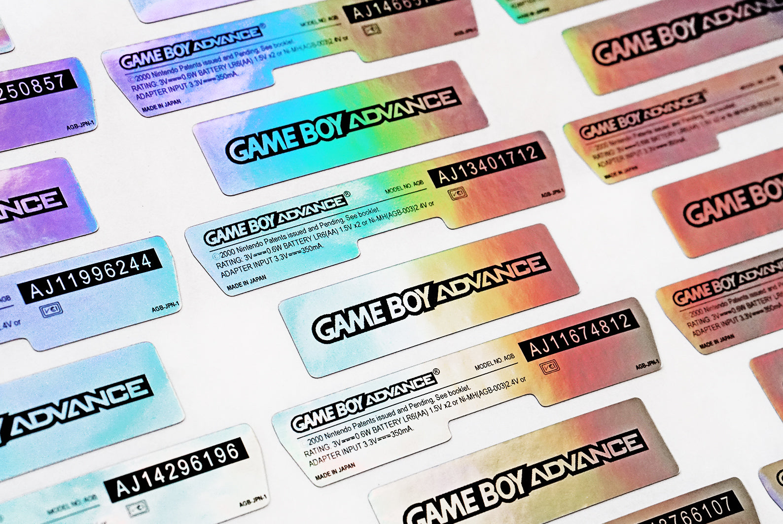 Gameboy Advance GBA Holographic Back Sticker Set