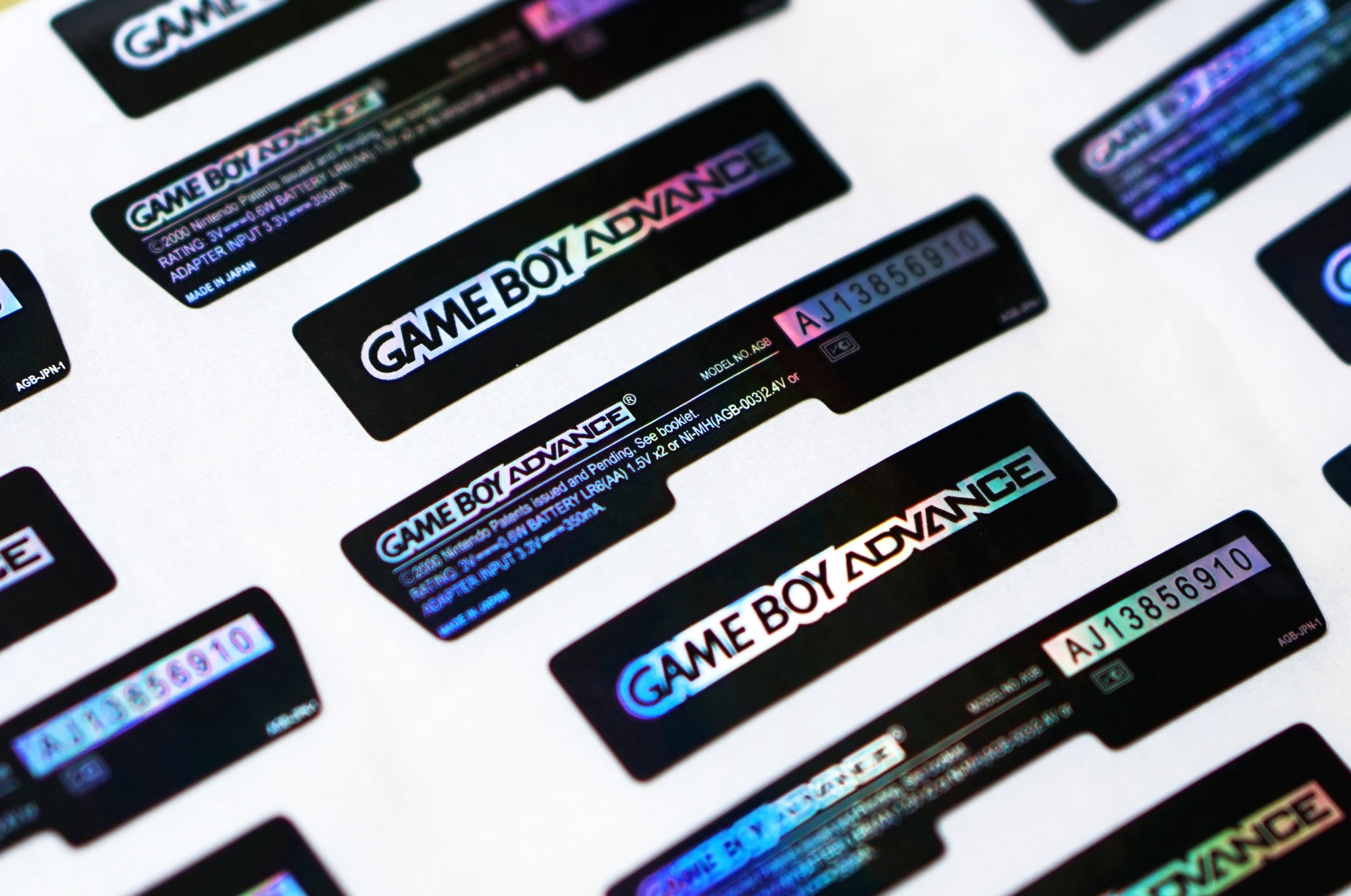 Gameboy Advance GBA Holographic Back Sticker Set