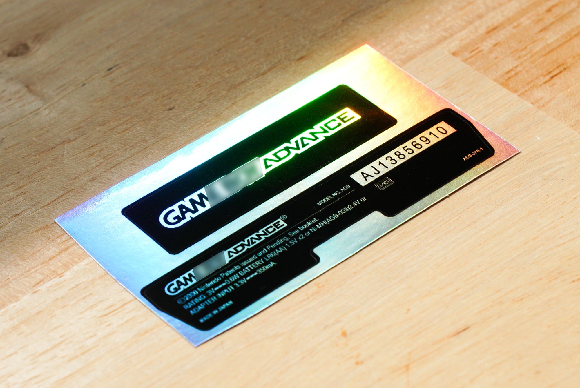 Gameboy Advance GBA Holographic Back Sticker Set