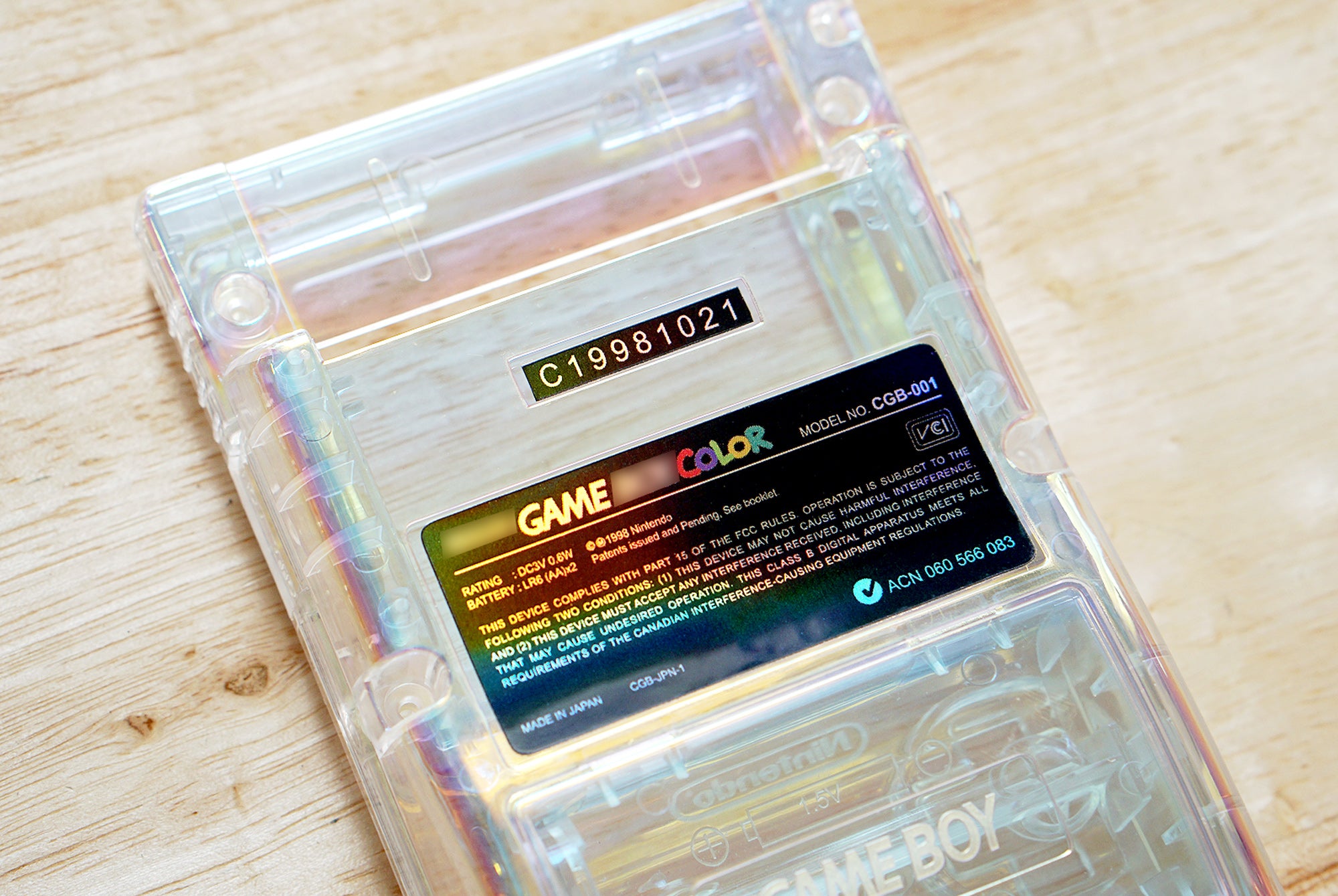 Gameboy Color Back