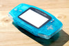 Gameboy Advance GBA IPS ready Glow in the Dark Clear Blue Shell w/ Clear White Buttons
